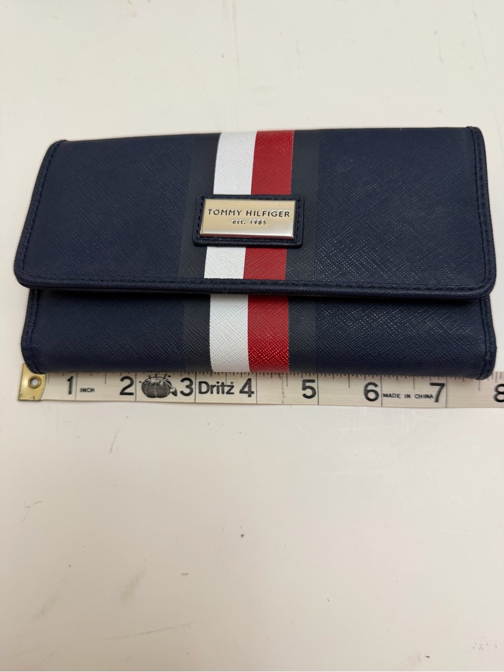 Tommy Hilfiger Navy Wallet with Red and White Center Stripe